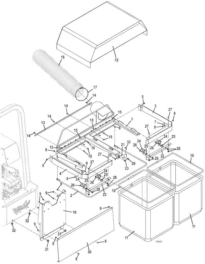 Model 8F M2 Catcher part number 504196 for 100 Series MidMount Tractors