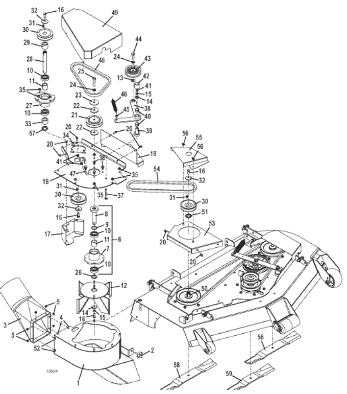 M248D M252D M261D Deep Deck Vacuum and Drive Assembly for 100 Series MidMount Tractors