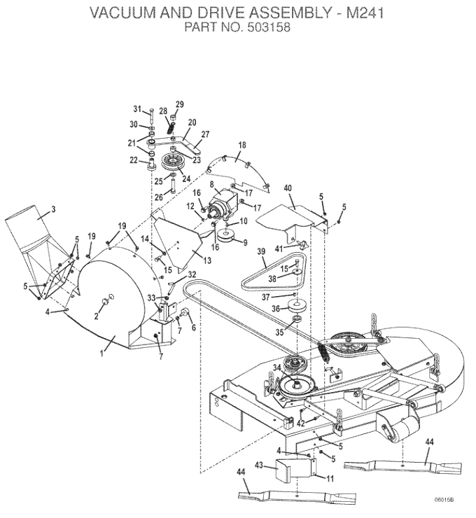 Vacuum and Drive Assembly M241 part number 503158 for 100 Series FrontMount Tractors