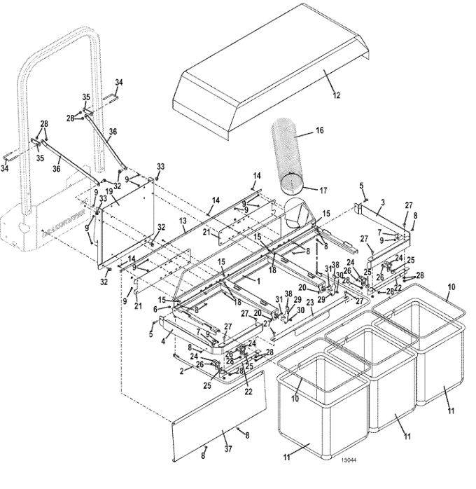 Model 12F Catcher with Mount Part Number 504200 for 200V Series MidMount Tractors