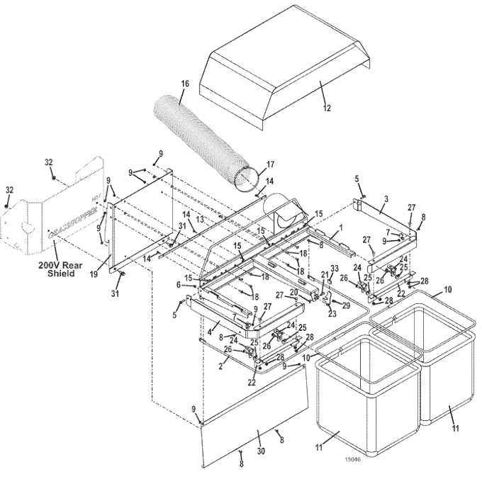 Model 8F M2 Catcher part number 504197 for 200V Series MidMount Tractors