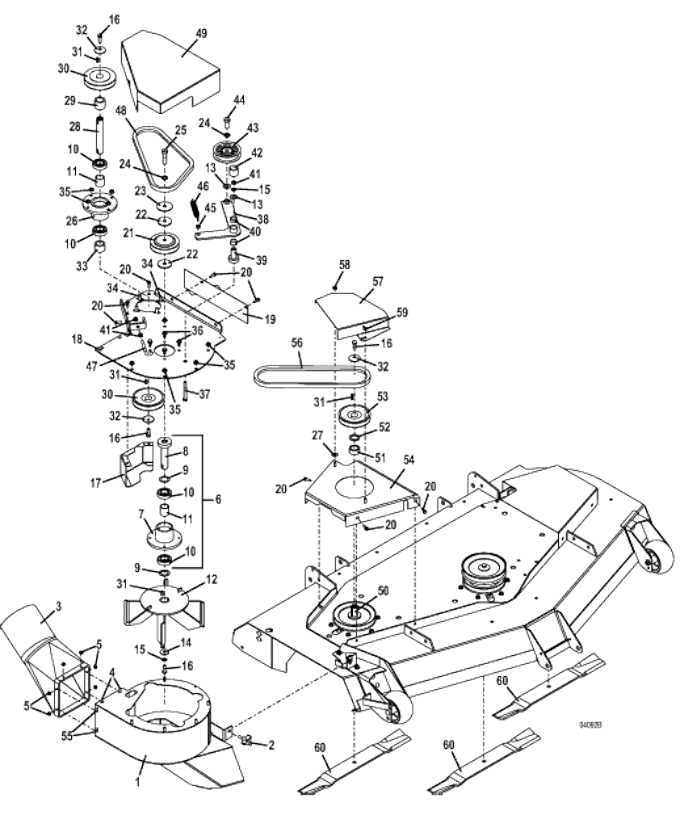 61 Inch and 72 Inch Vacuum and Drive Assembly for 300V Series MidMount Tractors