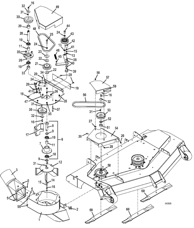 61 Inch and 72 Inch Vacuum and Drive Assembly for 300V Series MidMount Tractors