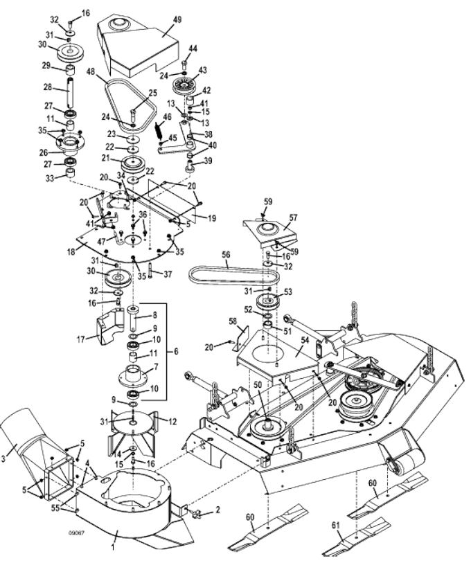 48 Inch Vacuum and Drive Assembly for M1 Series MidMount Tractors