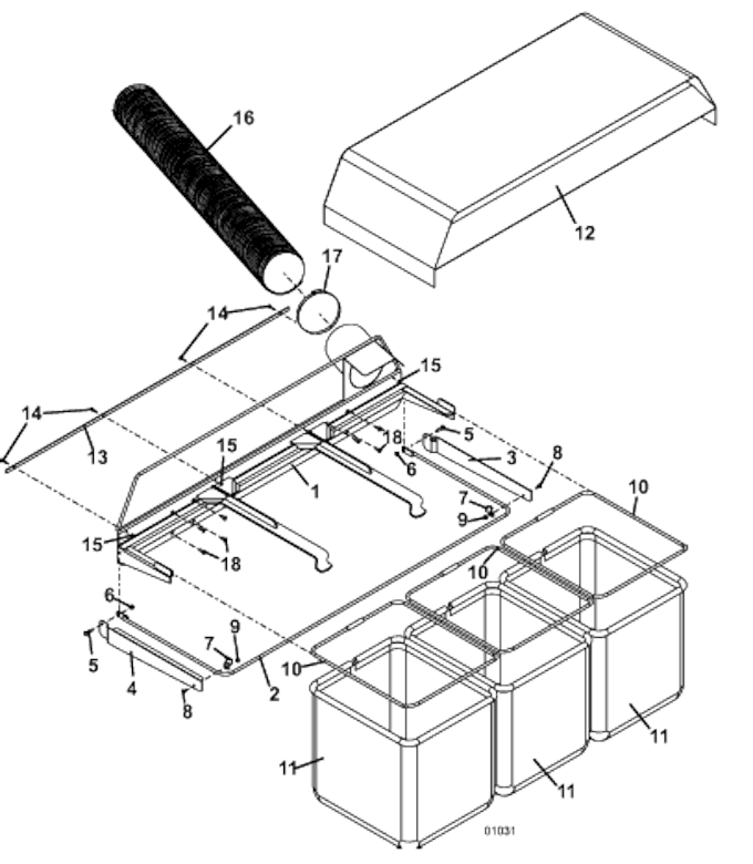 12F Triple Bag Grasscatcher Part Number 503193 Parts Diagram