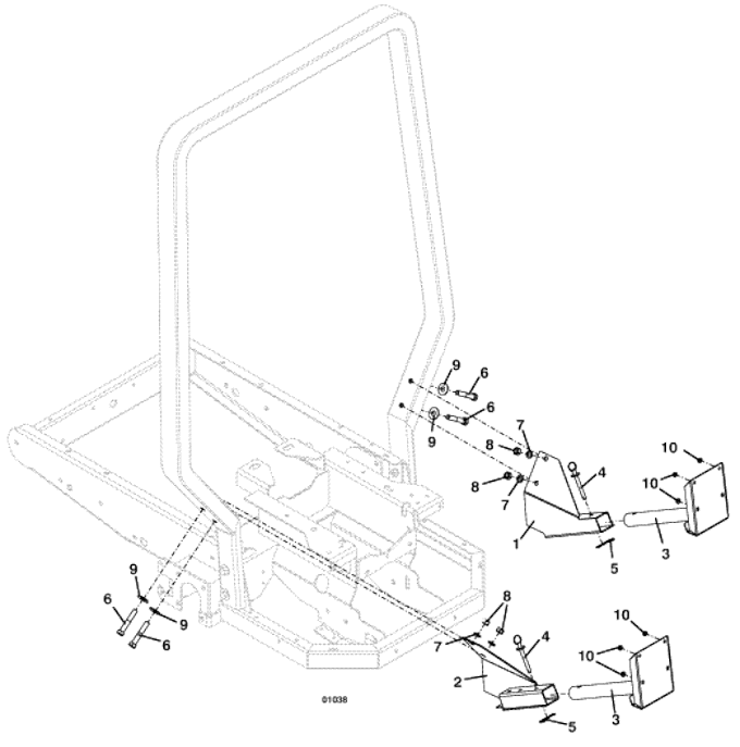 Model 8F and 12F Mount Kit with ROPS for M1 200 / 300 / 400 Series MidMount Tractors