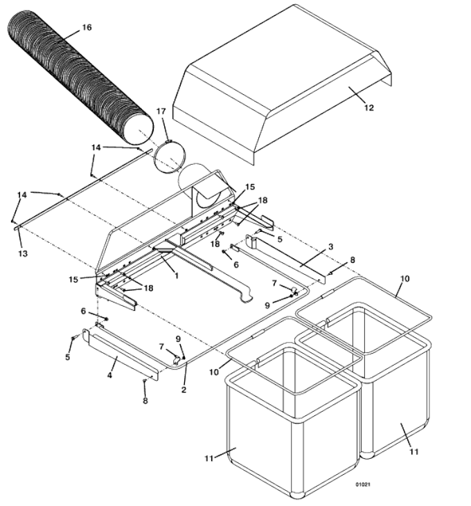 8F Twin Bag Grasscatcher Part Number 503203 Parts Diagram