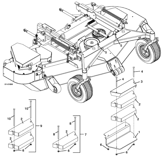 Model 8F and 12F Weight Kit for M1 Series MidMount Tractors Parts Diagram