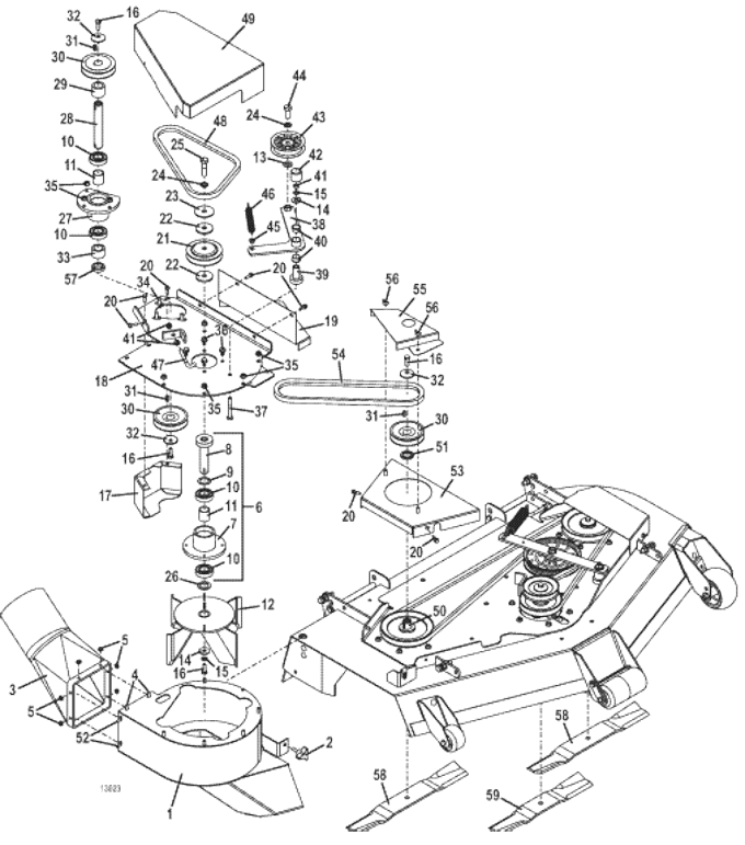 48 Inch Deep Deck Vacuum and Drive Assembly for M1 Series MidMount Tractors