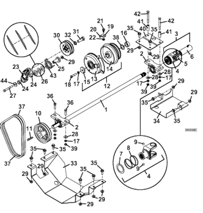 PTO Shaft and Clutch Assembly Diagram