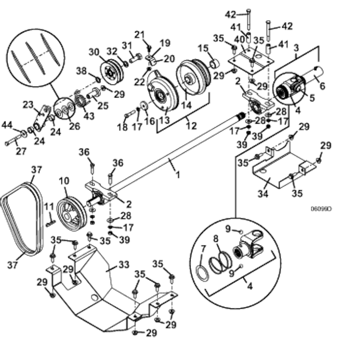 PTO Shaft and Clutch Assembly Diagram