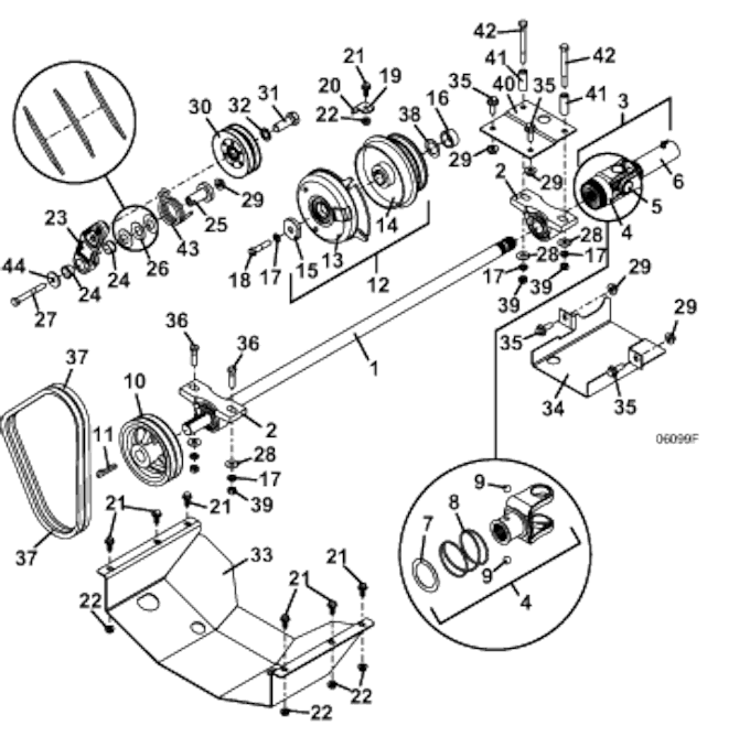 PTO Shaft and Clutch Assembly Diagram