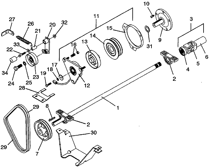 PTO Shaft and Clutch Assembly