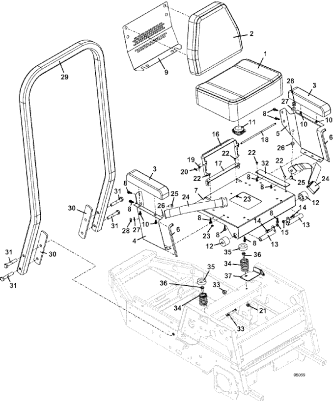 Seat and ROPS Assembly