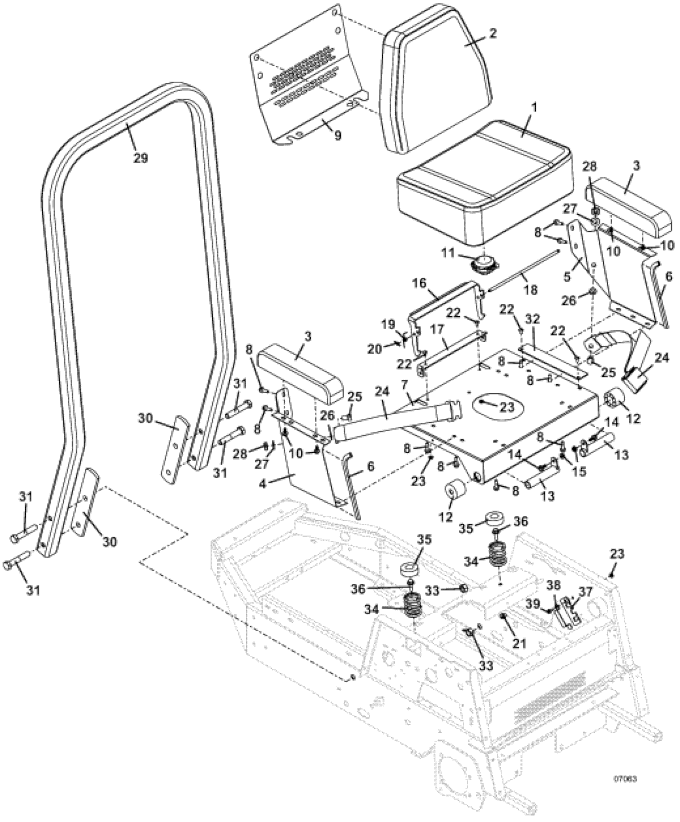 Seat and ROPS Assembly