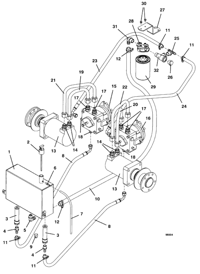 Reservoir and Hose Assembly Diagram