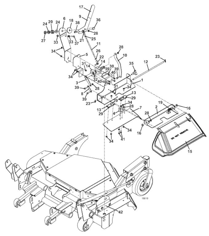 Grasshopper 504209 Discharge Control Kit for 500V 42 Inch PowerFold Decks Parts Breakdown Diagram