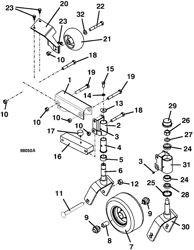 Wheel Lift and Anti-Scalp Roller Assembly