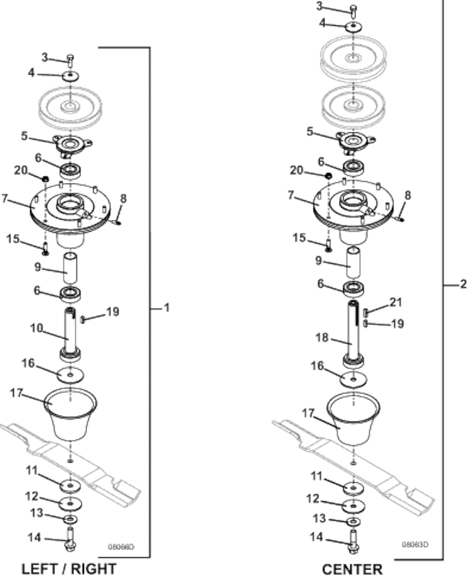 Blade Spindle Assembly 48 Inch, 52 Inch, and 61 Inch