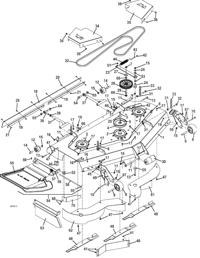 61 Inch Deck Assembly Breakdown Diagram