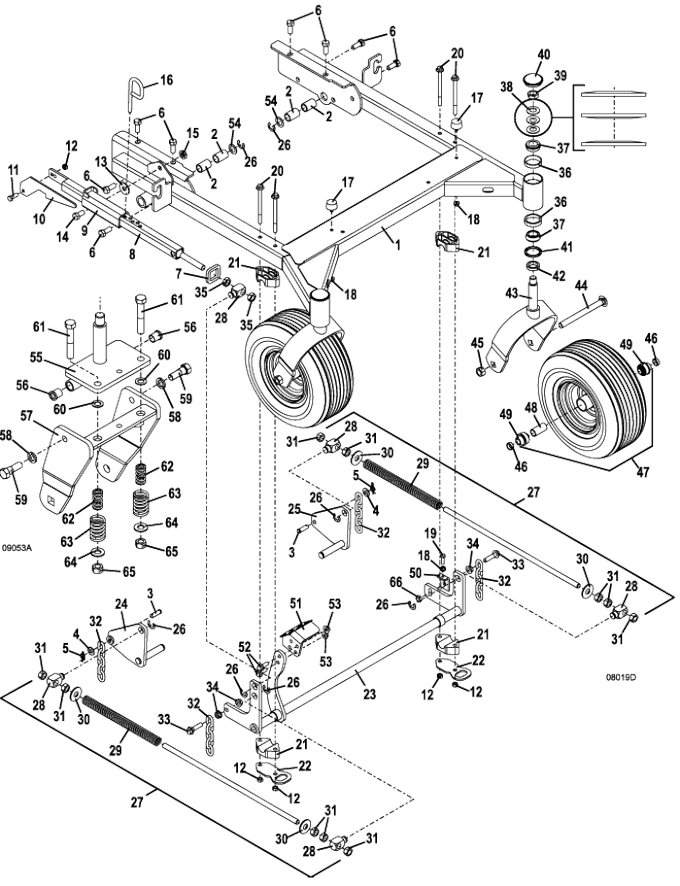 48 Inch and 52 Inch Deck Carrier Assembly Breakdown Diagram