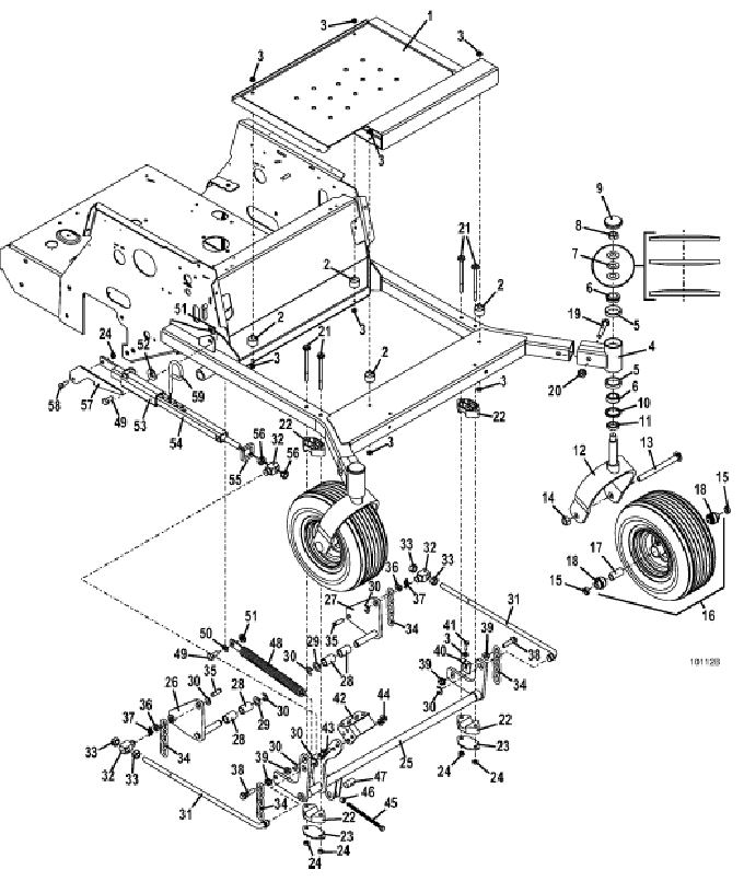 deck carrier linkage assembly