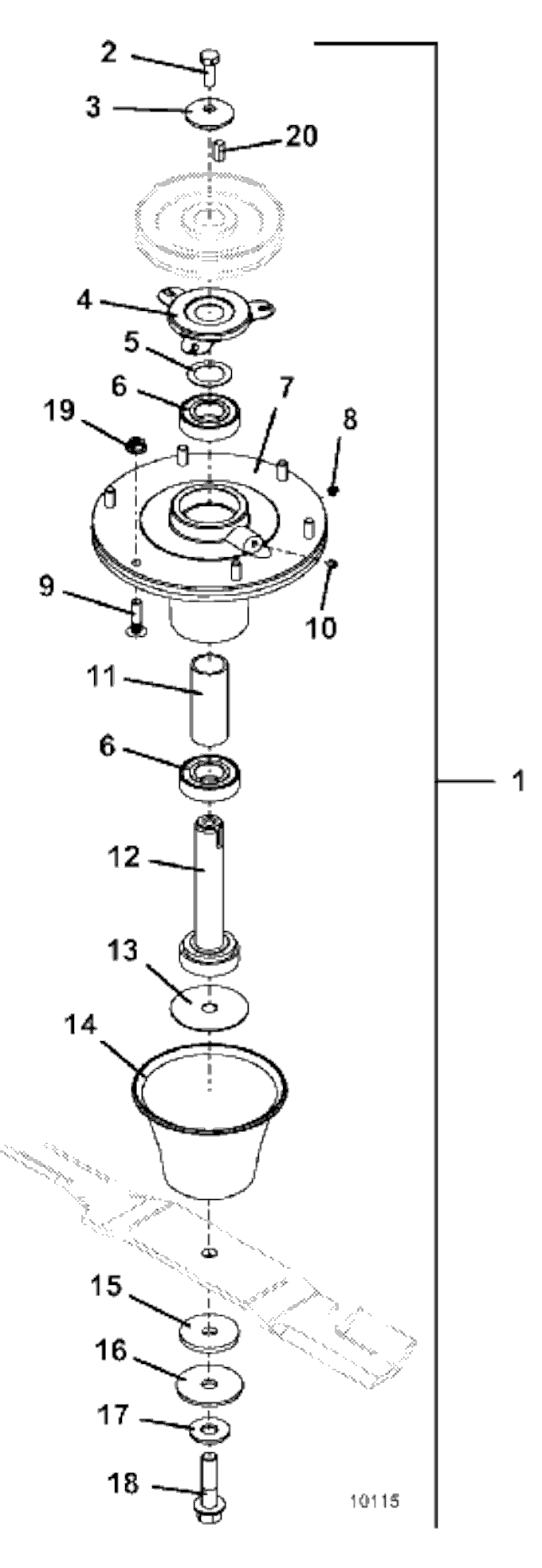 Blade Spindle Assembly for 52 Inch and 61 Inch Decks Diagram