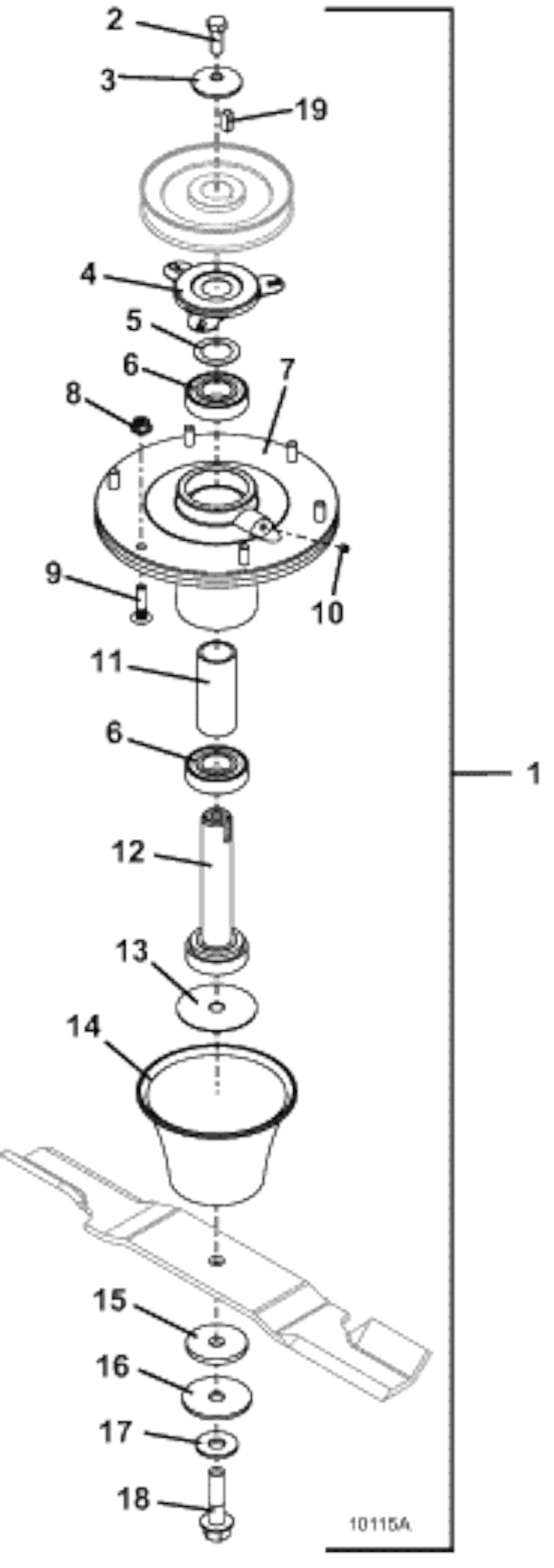 Blade Spindle Assembly for 52 Inch and 61 Inch Decks Diagram