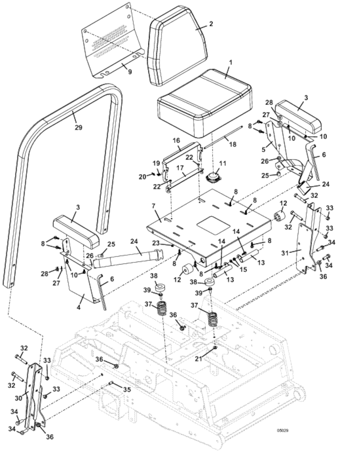 Seat and ROPS Assembly