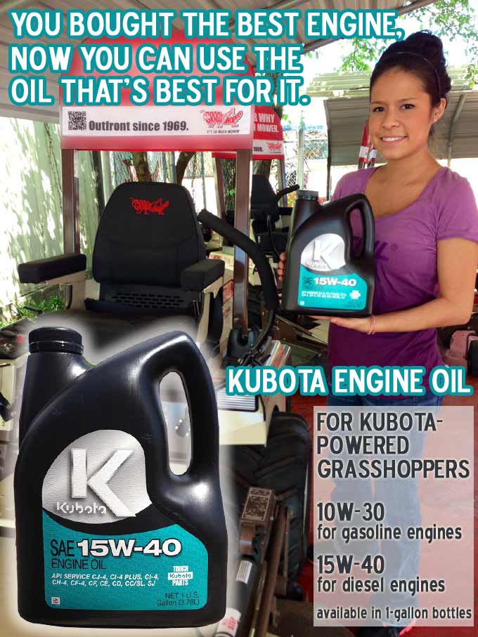 Kubota Engine Oil for Kubota-Powered Grasshopper Mowers